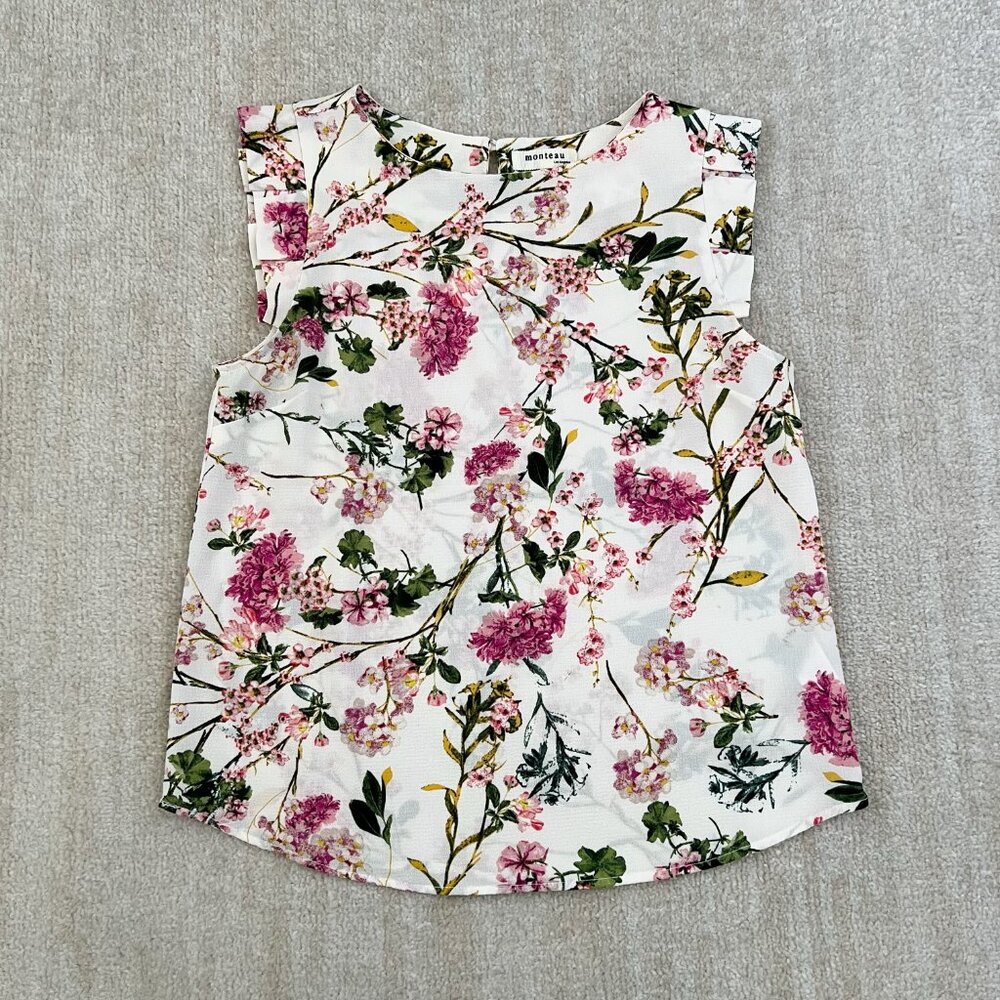 Monteau Floral Sleeveless Blouse Top M